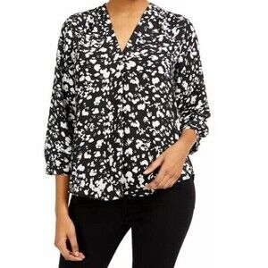 VINCE CAMUTO Women's Printed Georgette 3/4 Sleeve Blouse Shirt Top M